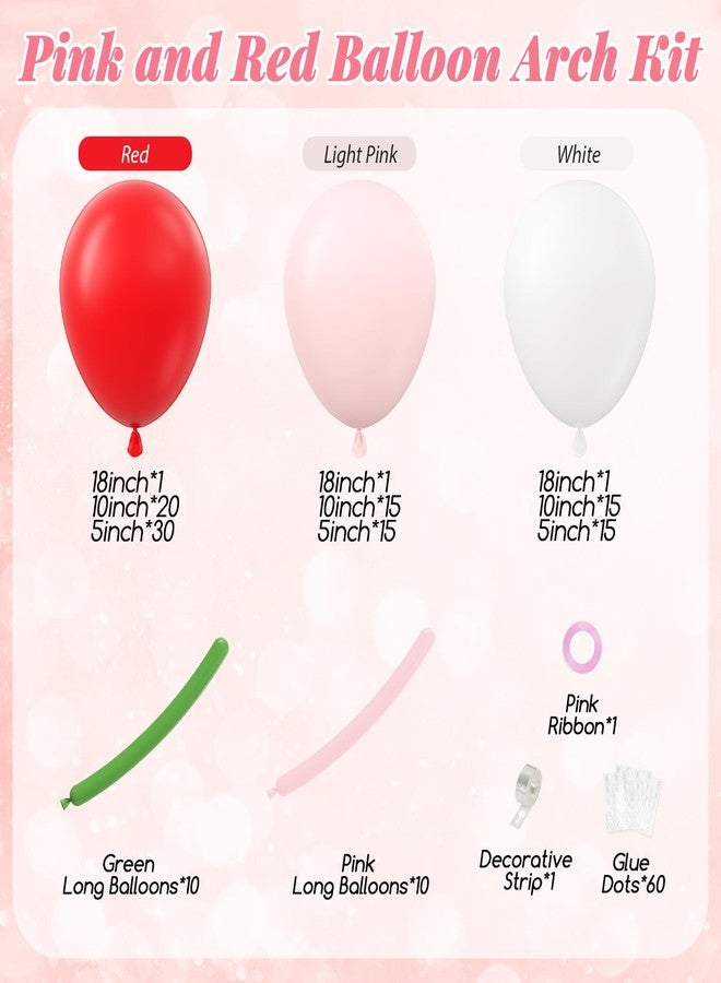 Leraqertra 138pcs Cherry Balloon Arch Kit with White Red Pink Green Long Balloons for Cherry Baby Shower Birthday Party Decorations - Image 2